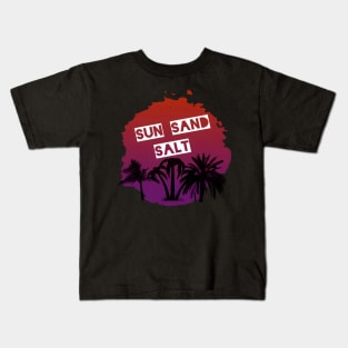Sun Sand Salt, Hello Summer Vintage Funny Surfer Riding Surf Surfing Lover Gifts Kids T-Shirt